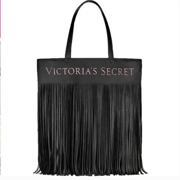 Victoria's Secret Black Tote Shoulder Bag Fringes BIKER BOHO FESTIVAL WESTERN - Picture 7 of 7